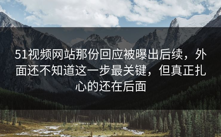51视频网站那份回应被曝出后续，外面还不知道这一步最关键，但真正扎心的还在后面