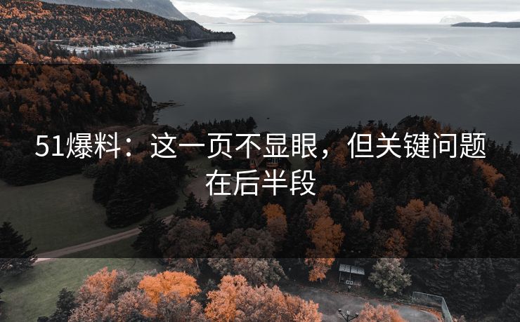 51爆料:这一页不显眼,但关键问题在后半段 51爆料:这一页不显眼,但关键问题在后半段